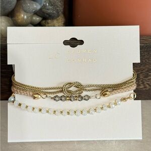 LC Lauren Conrad Adjustable Gold Tone Rope, Chain & Beaded Bracelet Set (SB1230)